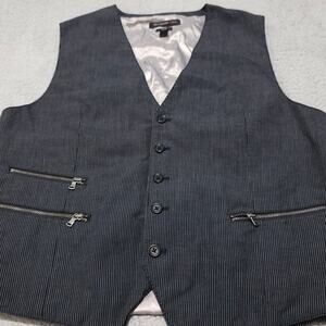 John Varvatos Luxe Linen Cotton Blend Indigo Vest Waistcoat Men’s Size 44 Stripe